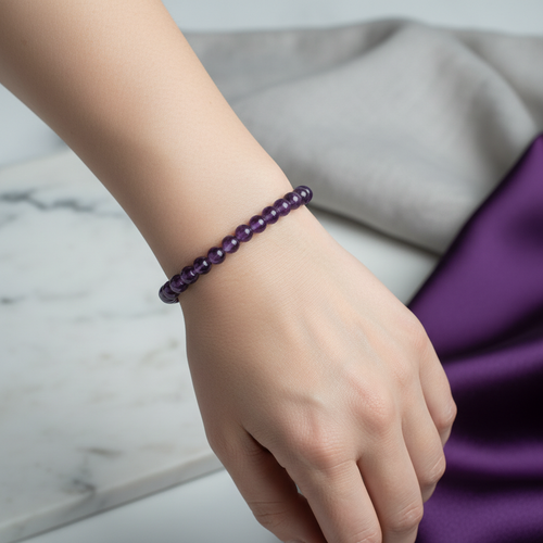 Certified Amethyst Natural Stone Bracelet 6 mm