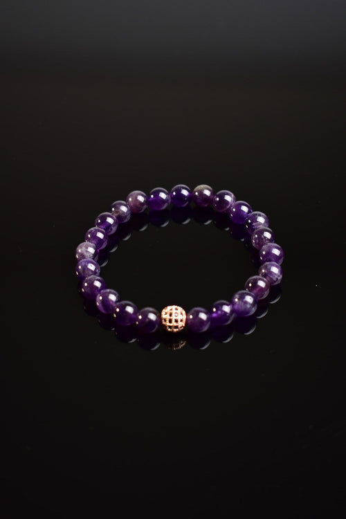 Certified Amethyst Zircon Apparatus Natural Stone 8 mm Bracelet