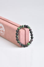 Certified Anyolite Natural Stone Bracelet 8 mm Sphere Cut