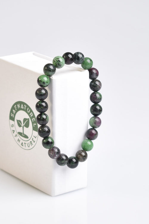Certified Anyolite Natural Stone Bracelet 8 mm Sphere Cut