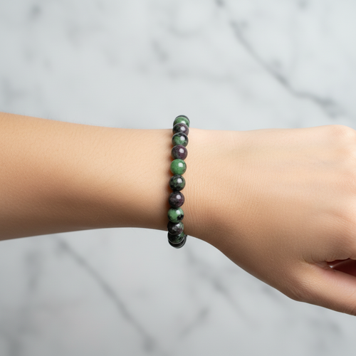 Sertifikalı Anyolit Doğal Taş Bileklik 8 mm Küre Kesim