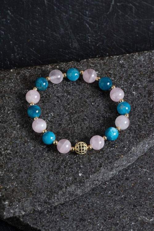 Sertifikalı Apatit, Pembe Kuvars ve Hematit Bileklik