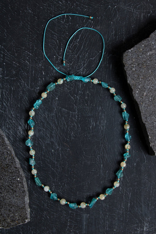 Sertifikalı Apatit, Sitrin Naturel Doğal Taş Makrome Kolye 