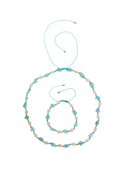 Sertifikalı Apatit, Sitrin Naturel Doğal Taş Makrome Set