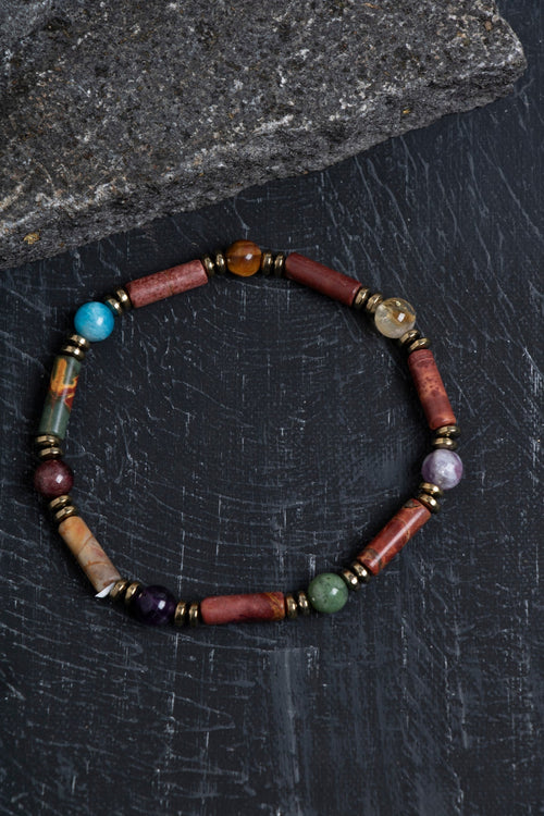 Sertifikalı Apatit, Sitrin ve Jasper Doğal Taş Bileklik