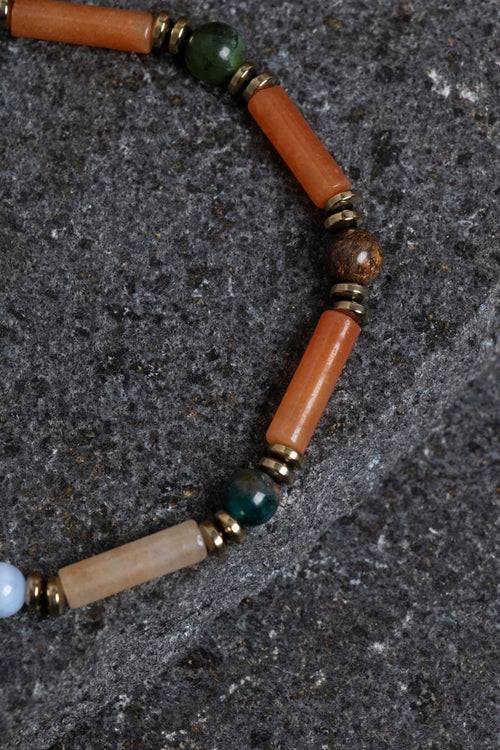 Sertifikalı Apatit, Turmalin ve Aventurin Doğal Taş Bileklik