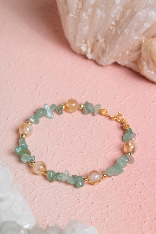 Sertifikalı Aventurin, Sitrin, Hematit Gümüş Doğal Taş Bileklik 