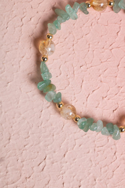 Sertifikalı Aventurin, Sitrin, Hematit Gümüş Doğal Taş Bileklik 