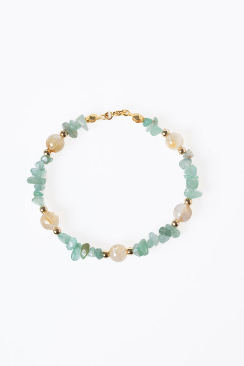 Sertifikalı Aventurin, Sitrin, Hematit Gümüş Doğal Taş Bileklik 