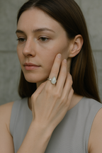 Sertifikalı Ay Taşı Doğal Taş 925 Ayar Gümüş Yüzük