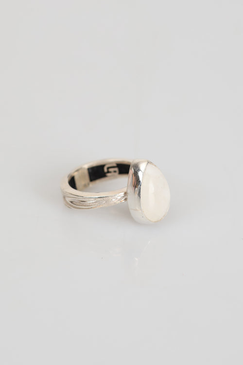 Sertifikalı Ay Taşı Doğal Taş 925 Ayar Gümüş Yüzük