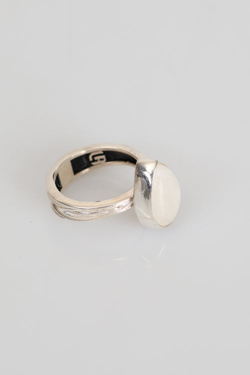 Sertifikalı Ay Taşı Doğal Taş 925 Ayar Gümüş Yüzük