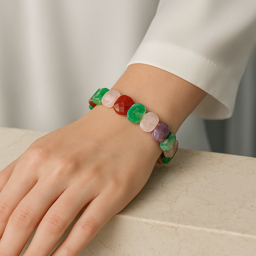 Sertifikalı Başak Burcu Doğal Taş Geniş Kesim Bileklik – Özel Üretim