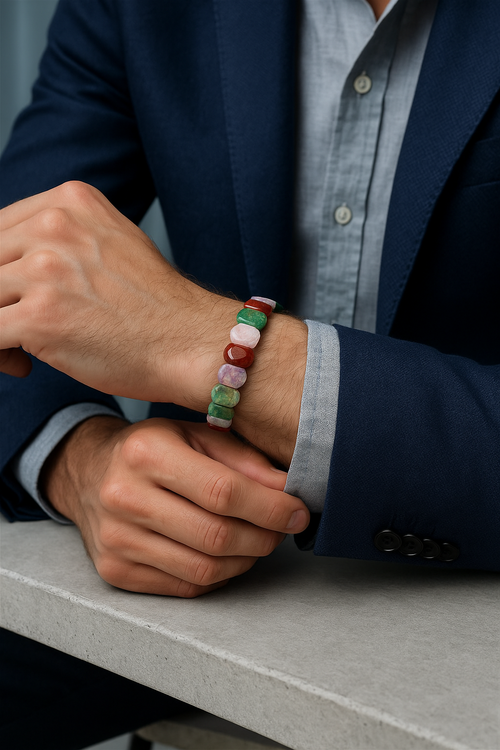 Sertifikalı Başak Burcu Doğal Taş Geniş Kesim Bileklik – Özel Üretim