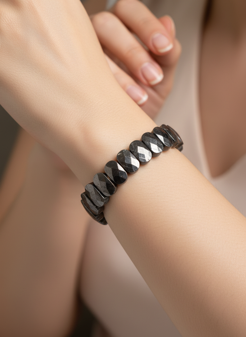 Sertifikalı Biyotit Doğal Taş Bileklik – Özel Rolex Kesim