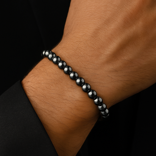 Sertifikalı Hematit Doğal Taş Bileklik – 8 mm Küre Kesim
