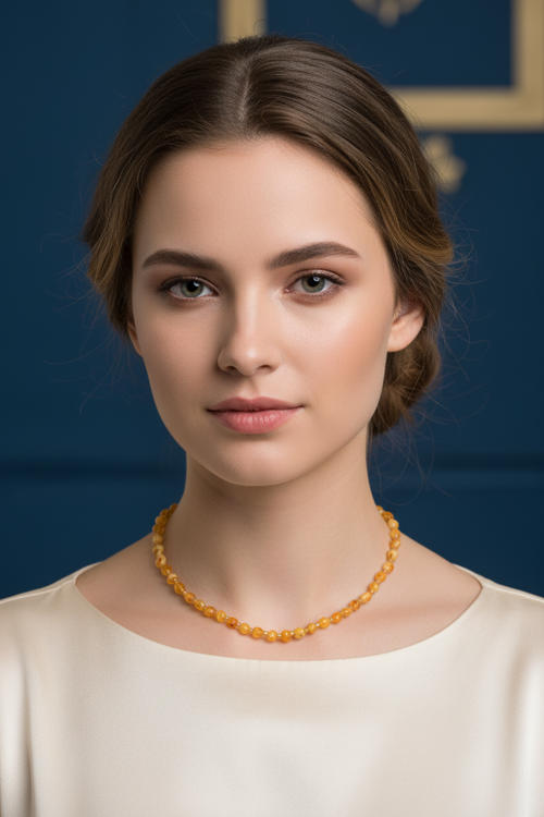 Sertifikalı Doğal Kehribar Yetişkin Kolyesi (65 cm)