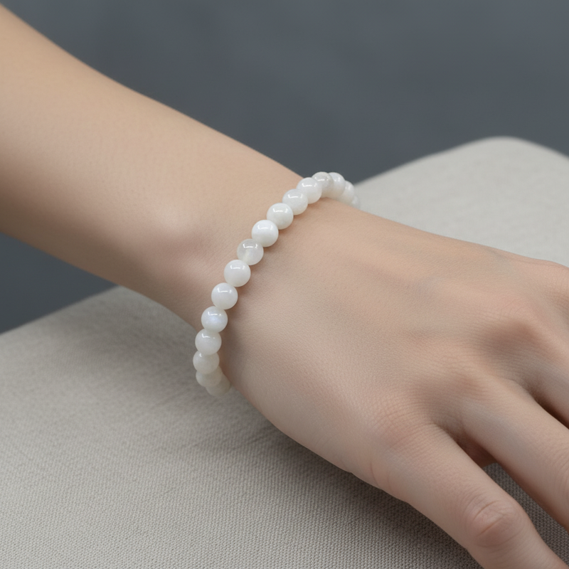 Sertifikalı Doğal Taş Ay Taşı Bileklik 6mm - Görsel 1 - Safnaturel