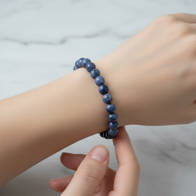 Sertifikalı Domortierit Doğal Taş Bileklik 8 mm - Görsel 2 - Safnaturel