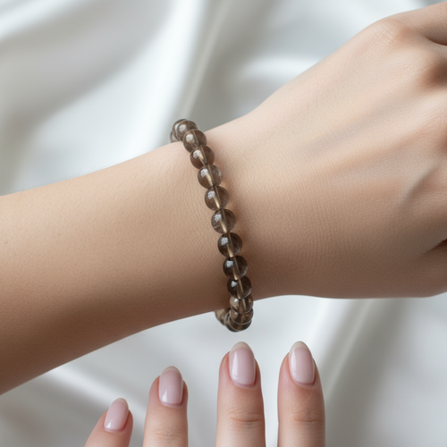 Sertifikalı Dumanlı Kuvars Doğal Taş Bileklik-8 mm