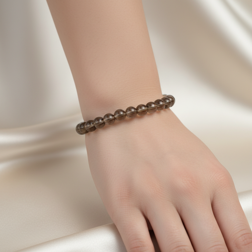 Sertifikalı Dumanlı Kuvars Doğal Taş Bileklik-8 mm