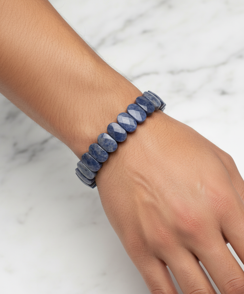 Sertifikalı Dumortierit Doğal Taş Bileklik – Özel Rolex Kesim