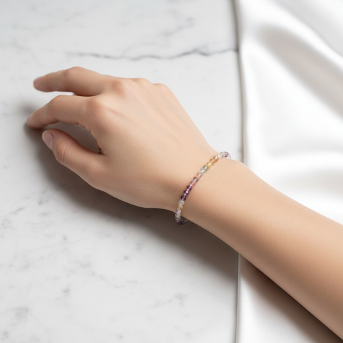 Sertifikalı Florit Doğal Taş Bileklik 3-4 mm