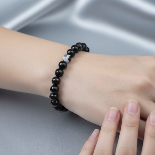 Sertifikalı Göz Akik Doğal Taş Bileklik 8 mm Küre Kesim