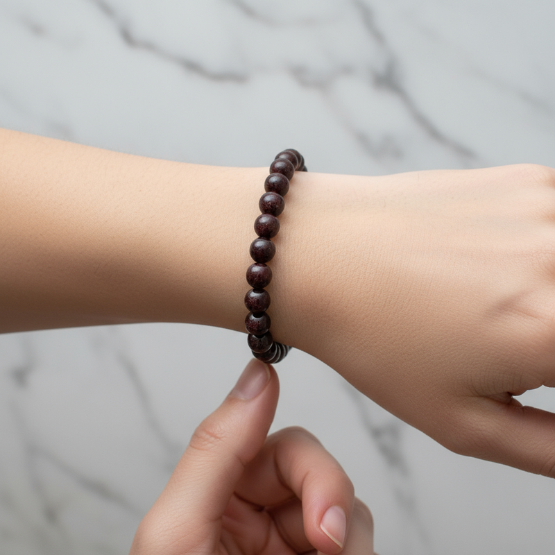 Sertifikalı Granat Lal Doğal Taş Bileklik 8 mm - Görsel 2 - Safnaturel