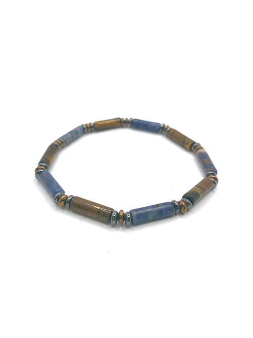 Sertifikalı Hakiki Orijinal Kaplan Gözü - Sodalit - Hematit Doğal Taş Misinalı Bileklik