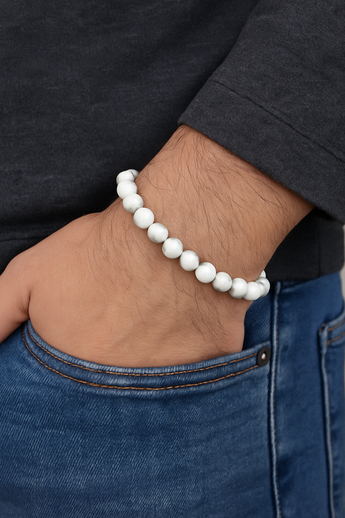 Certified Howlite Natural Stone Bracelet 6 mm