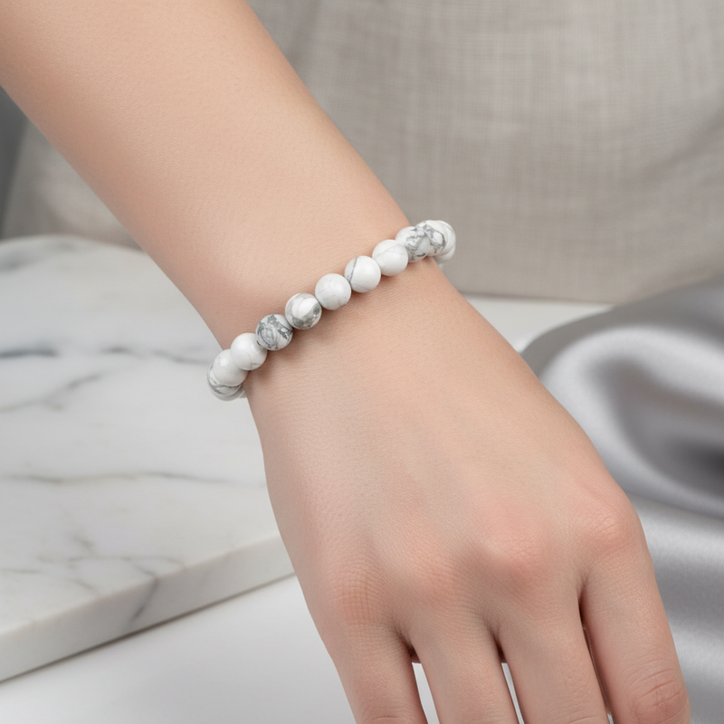 Sertifikalı Havlit Doğal Taş Bileklik 6 mm - Görsel 2 - Safnaturel