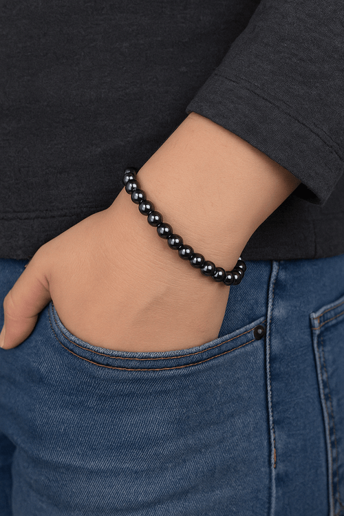 Sertifikalı Hematit Doğal Taş Bileklik 6 mm