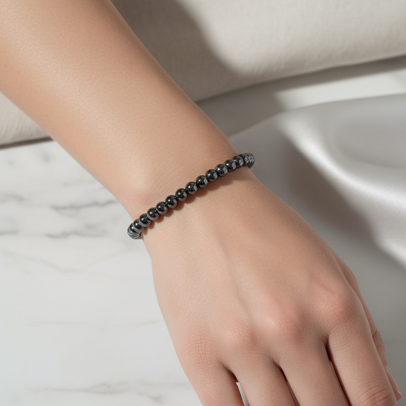 Sertifikalı Hematit Doğal Taş Bileklik 6 mm - Görsel 2 - Safnaturel