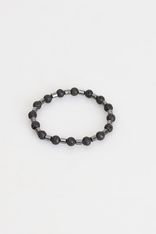 Sertifikalı Hematit - Lav Doğal Taş Bileklik