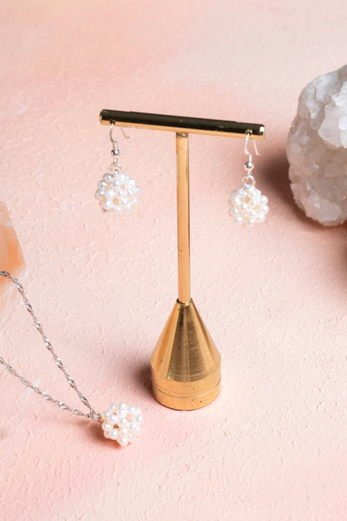 Sertifikalı İnci Doğal Taş Kolye Küpe Set