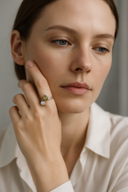 Sertifikalı İnci - Prehneit  Doğal Taş 925 Ayar Gümüş Yüzük