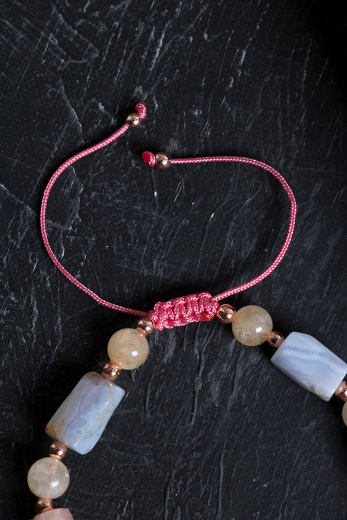 Sertifikalı Kalsedon, Sitrin ve Opal Doğal Taş Bileklik