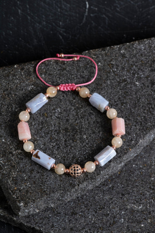 Sertifikalı Kalsedon, Sitrin ve Opal Doğal Taş Bileklik