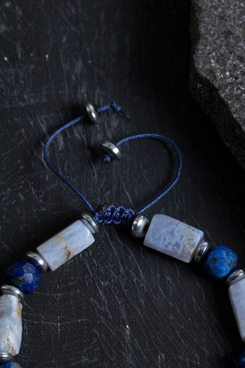 Sertifikalı Kalsedon ve Lapis Lazuli Doğal Taş Bileklik