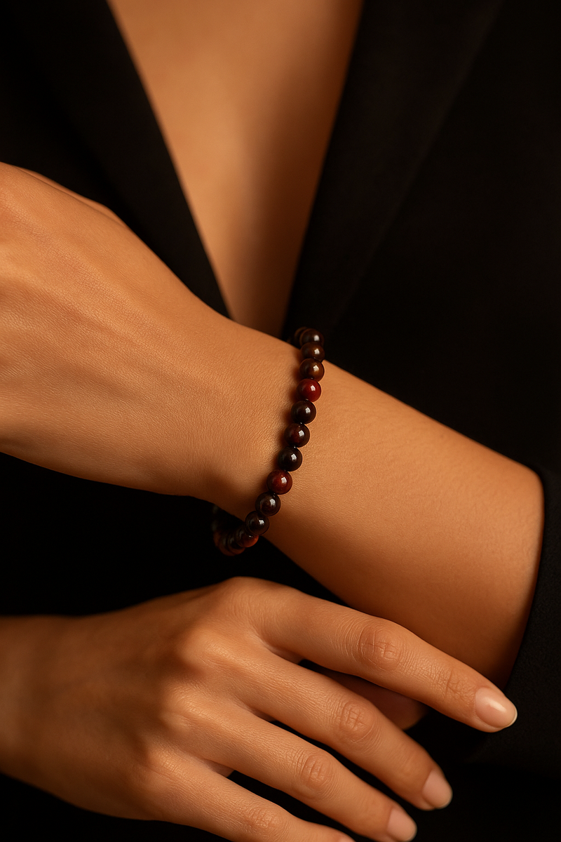 Sertifikalı Kan Jasper Doğal Taş Bileklik 6 mm - Görsel 1 - Safnaturel
