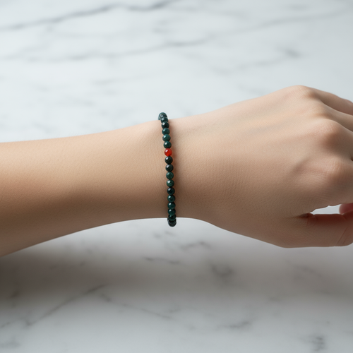 Sertifikalı Kan Taşı Doğal Taş Bileklik 4 mm