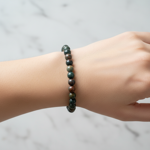 Sertifikalı Kan Taşı Doğal Taş Bileklik 6 mm