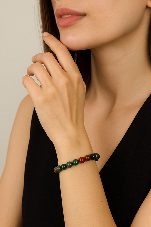 Certified Bloodstone Natural Stone Bracelet 8 mm