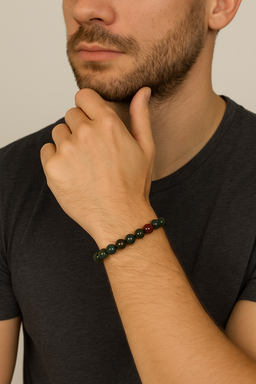 Certified Bloodstone Natural Stone Bracelet 8 mm