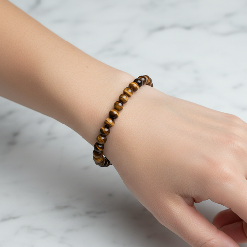 Sertifikalı Kaplan Gözü Doğal Taş Bileklik 6 mm