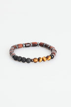 Certified Tiger Eye - Hematite - Lava Natural Stone Bracelet