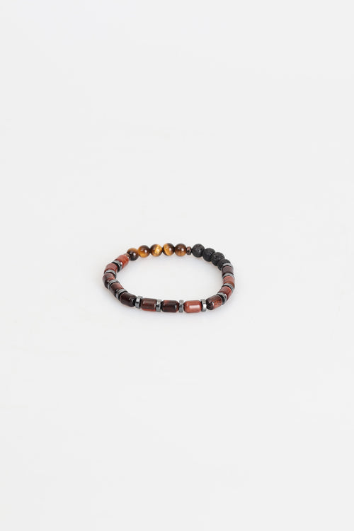 Certified Tiger Eye - Hematite - Lava Natural Stone Bracelet