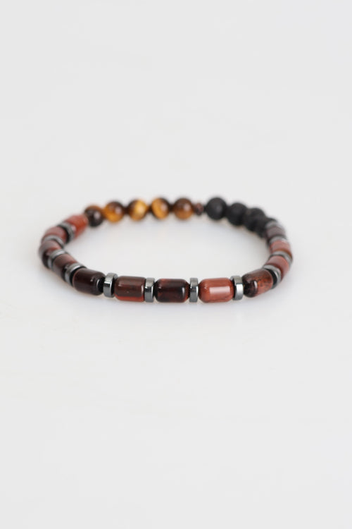 Certified Tiger Eye - Hematite - Lava Natural Stone Bracelet