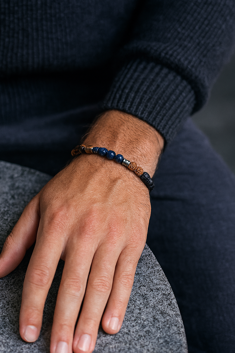 Sertifikalı Kaplan Gözü - Hematit - Lav - Dumortierit - Jasper Doğal Taş Bileklik - Görsel 1 - Safnaturel